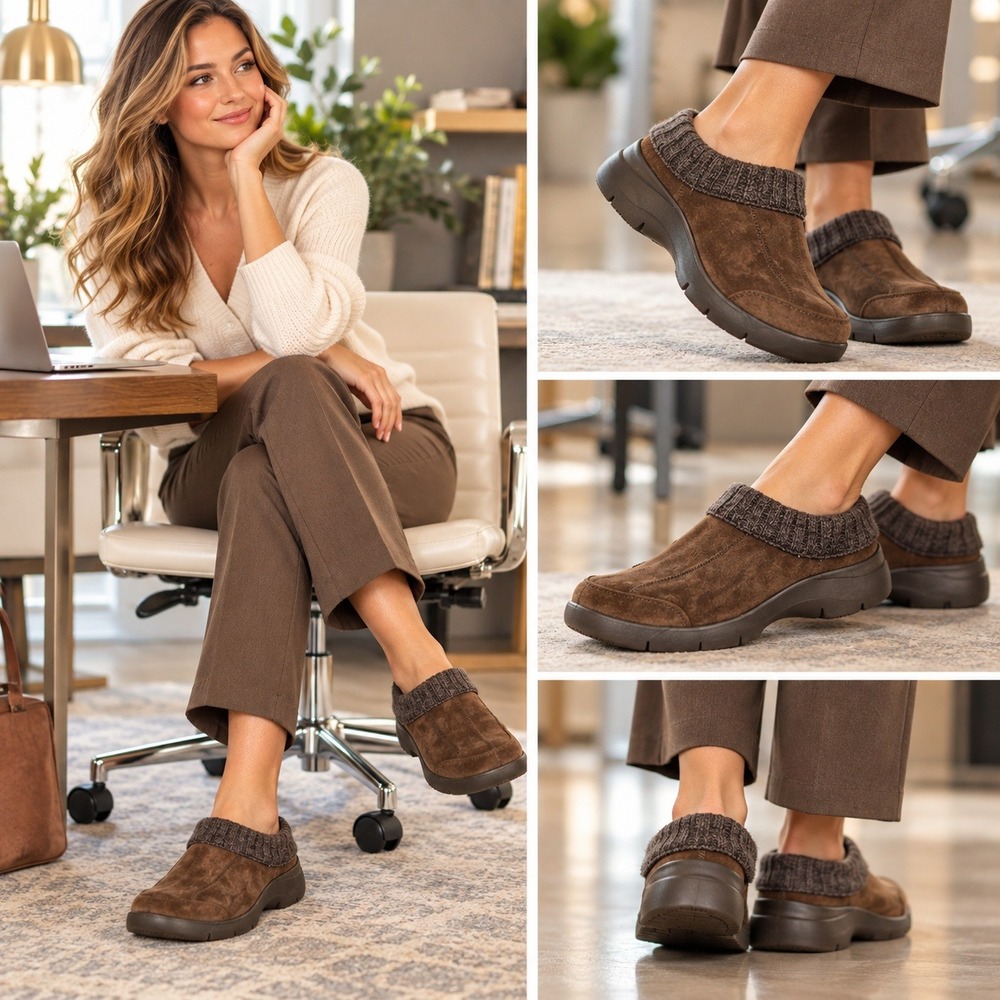 Dansko Patti Clogs Size 41 Size 10.5 Suede Knit Collar Slip Resistant Mules 1731